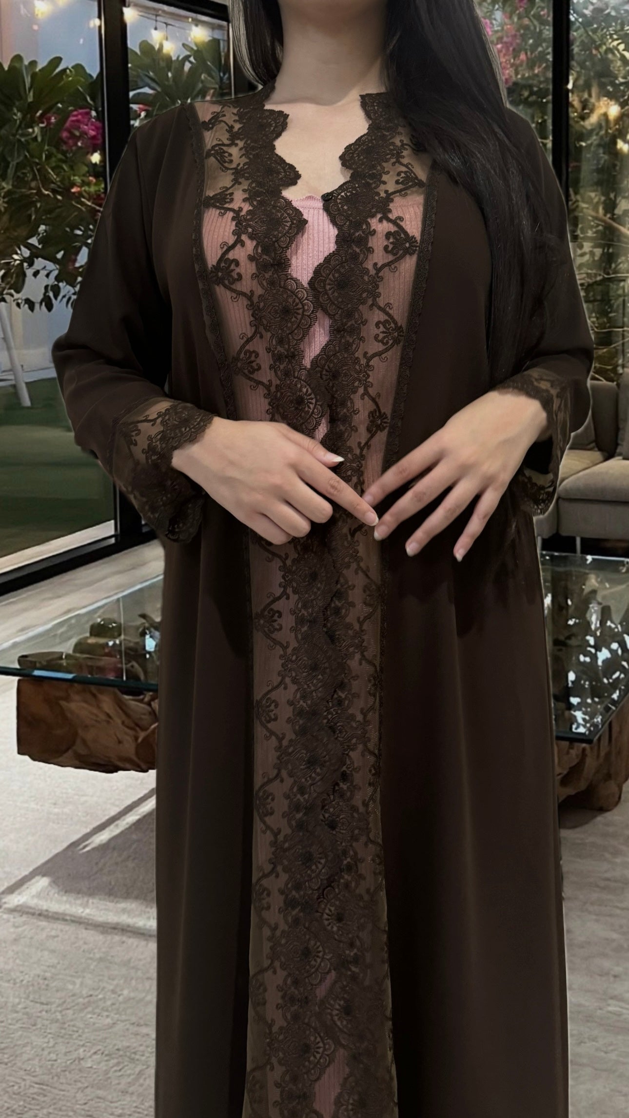 Pink blush abaya